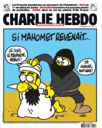 January 7, 2015 - Paris, France: Attack of two men on the headquarters of the satirical weekly Charlie Hebdo in Paris. Hooded and armed men broke into the headquarters of the newspaper opening fire with Kalashnikovs. Among the victims, as well as two agents, the editor of the weekly, Stephan Charbonnier, told Charb, editori in chef of the magazine, and the three most important cartoonists: Cabu, Tignous and George Wolinski. Front cover of the magazine. (Piero Oliosi/Polaris) (Newscom TagID: polspphotos101838.jpg) [Photo via Newscom]